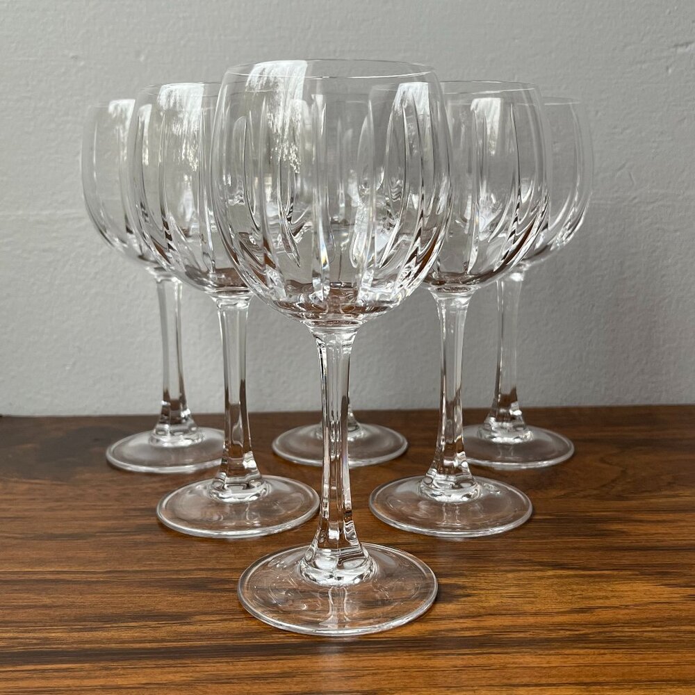 Set of 6 RCR Royal Crystal Rock Zeus Wine Glasses Italian 24% Lead Crystal